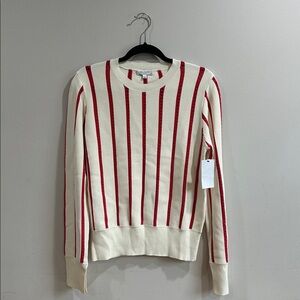 EQUIPMENT AMRIT SWEATER - FANCY RIBBED KNIT WHITE/BLOOD MOON